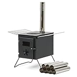 CampFeuer Zeltofen | 54 x 40 x 259,5 cm | schwarz | Tragbarer Holzofen für Camping, Outdoor, Zelt |...
