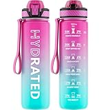 QLUR Trinkflasche, 1L/750ML BPA-Frei Tritan Wasserflasche mit Strohhalm, Trinkflasche Sport...