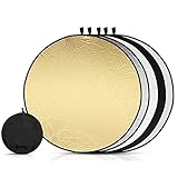 5 in1 Reflector,Scheibenreflektor,60cm Rund Fotografie Licht Reflektor,Diffusor Fotografie,Faltbarer...