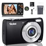 Rollei Powerflex Compact Digitalkamera, 64MP 5K Fotoapparat mit Dual-Kamera 5X Digitalzoom AutoFocus...