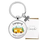 COLOFALLA Wohnmobil Schlüsselanhänger Wohnmobil Geschenk Camping Macht Glücklich Deko Zubehör...