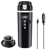 DC 12V/24V Auto Reise Elektrischer Wasserkocher, 400ml Auto Heizbecher mit Anti-Spill Deckel,...