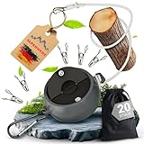 ALPENWERT® ROBUSTE Wäscheleine ausziehbar [10m Reise- & Camping Wäscheleine] inkl. 20 Edelstahl...