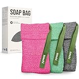 ZOMCHI 3er-Pack Peeling-Seifenbeutel, Körperpeeling-Schwamm, Seifenstücke, Seifenbeutel für...