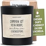 Geschenk für Camper Duftkerze im Glas mit Camping-Spruch aus Soja - natürlich handgemacht -...