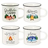 Rhdekoein 4 Stück Camping Tasse Becher zum Campen Ausrüstung Geschenke für Camper Familie...