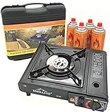 SMHLINE® Campingkocher Gaskocher Set inkl. 4x Gaskartuschen 227g Butan Gas Camping Herd Outdoor...