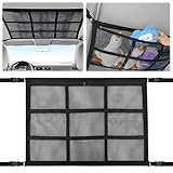 Gepäcknetz Auto 80×52cm, Autodach Aufbewahrungsnetz doppellagig mit Reißverschluss und...