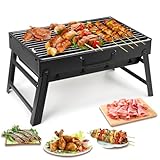 Holzkohlegrills Tragbarer Grill Edelstahl Holzkohle Smoker Char Broil BBQ Pit Grill für Outdoor...