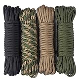aufodara 4 Stück 19ft/6 Meters Paracord Schnüre 4mm Nylon Seil 7 Kern-Strängen - 4 Farben,...